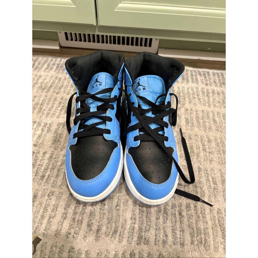 Nike Air Jordan 1 Mid GS Basketball Shoes Blue Black Youth Big Kids Size 7Y - Picture 4 of 10